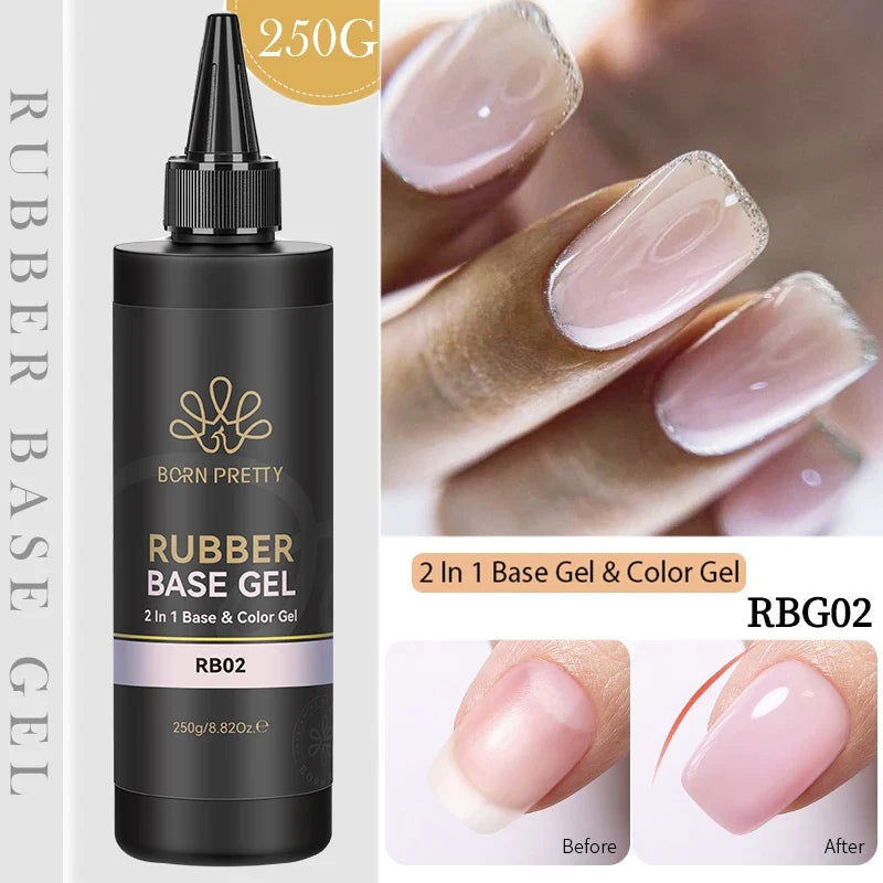 BORN PRETTY 250g Rubber Base Gel Refilled Package Jelly Milky White Nude Semi-Permanent Soak Off Self Leveling Construction Gel