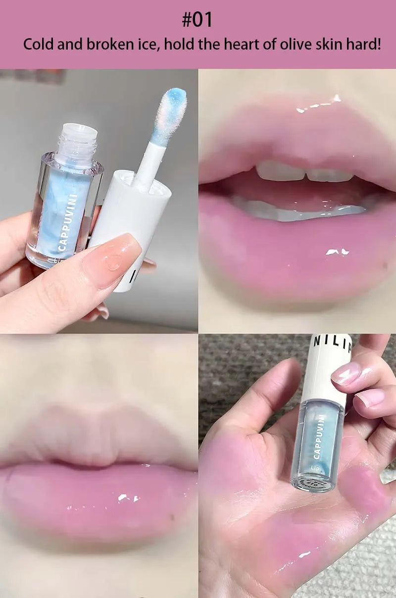 Clear Grey Purple Lip Gloss Temperature Changing Waterlight Mirror Lip Glaze Crystal Tint Plumper Moisturizing Lip Oil Makeup
