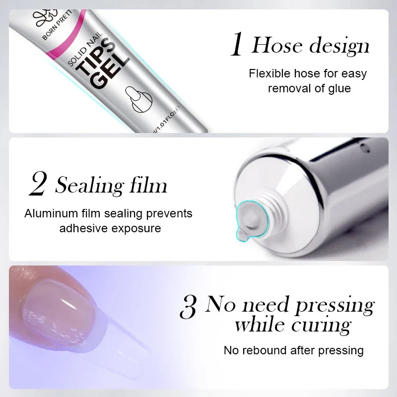 BORN PRETTY Solid Nail Glue Gel for False Nail Tips Extension3D Shaping Sculpting Carving Flower Glue for Press On Nails