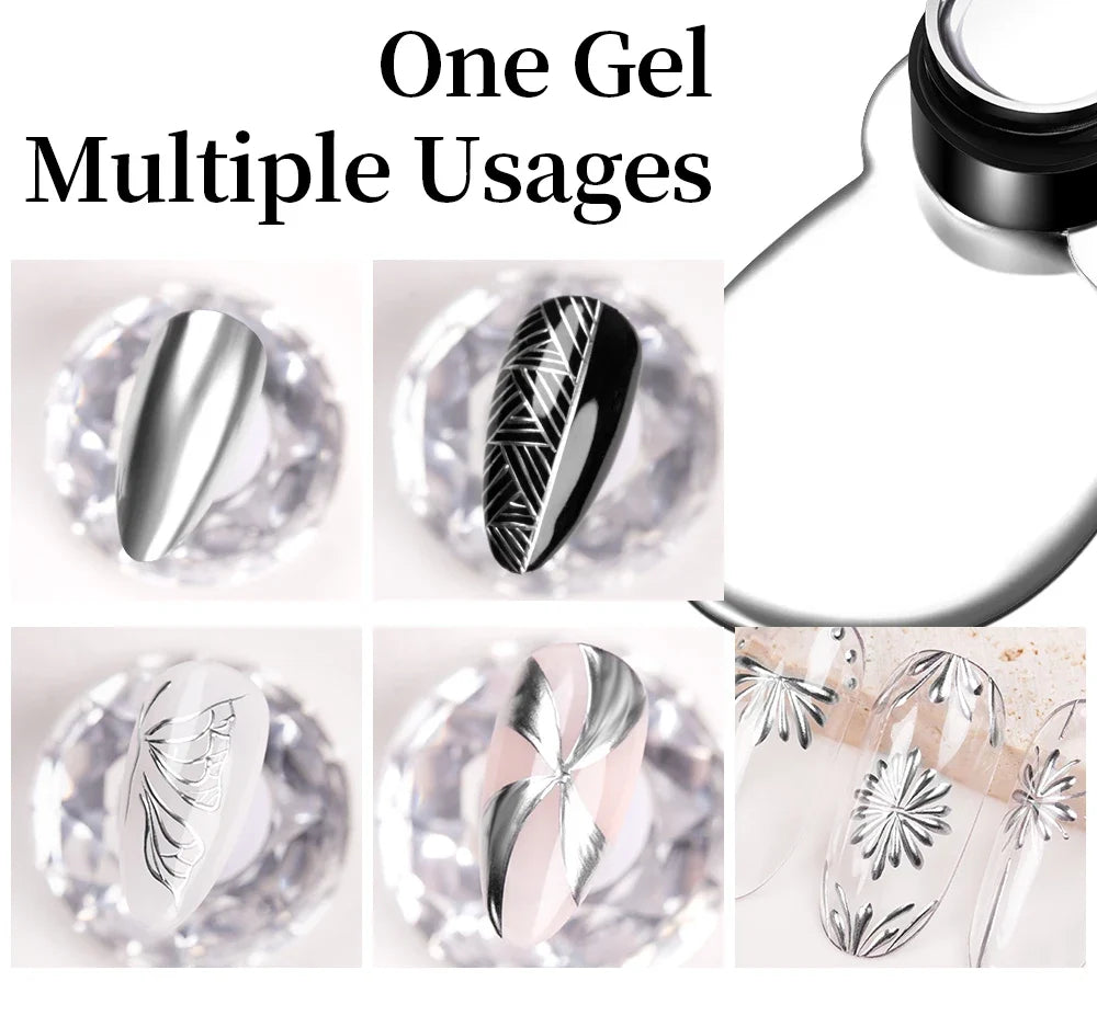 AWStorG 5ML Super Silver Metallic Gel Nail Polish Metal Effect Painting Gel Chromes Varnis Semi Permanent for Nail DIY