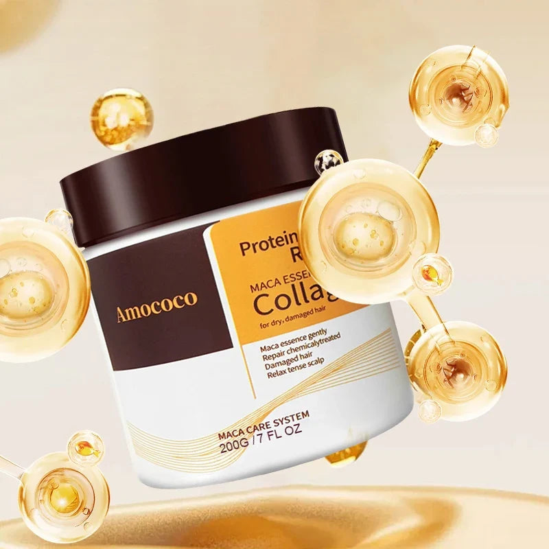 Amococo 2pcs Hair Mask 200g Each Protein Collagen Hair Mask for Dry Hair Deep Conditioning Moisturizing Hair Treatment Mask Nourishing Hair Care Mask for Women Salon Hair Care