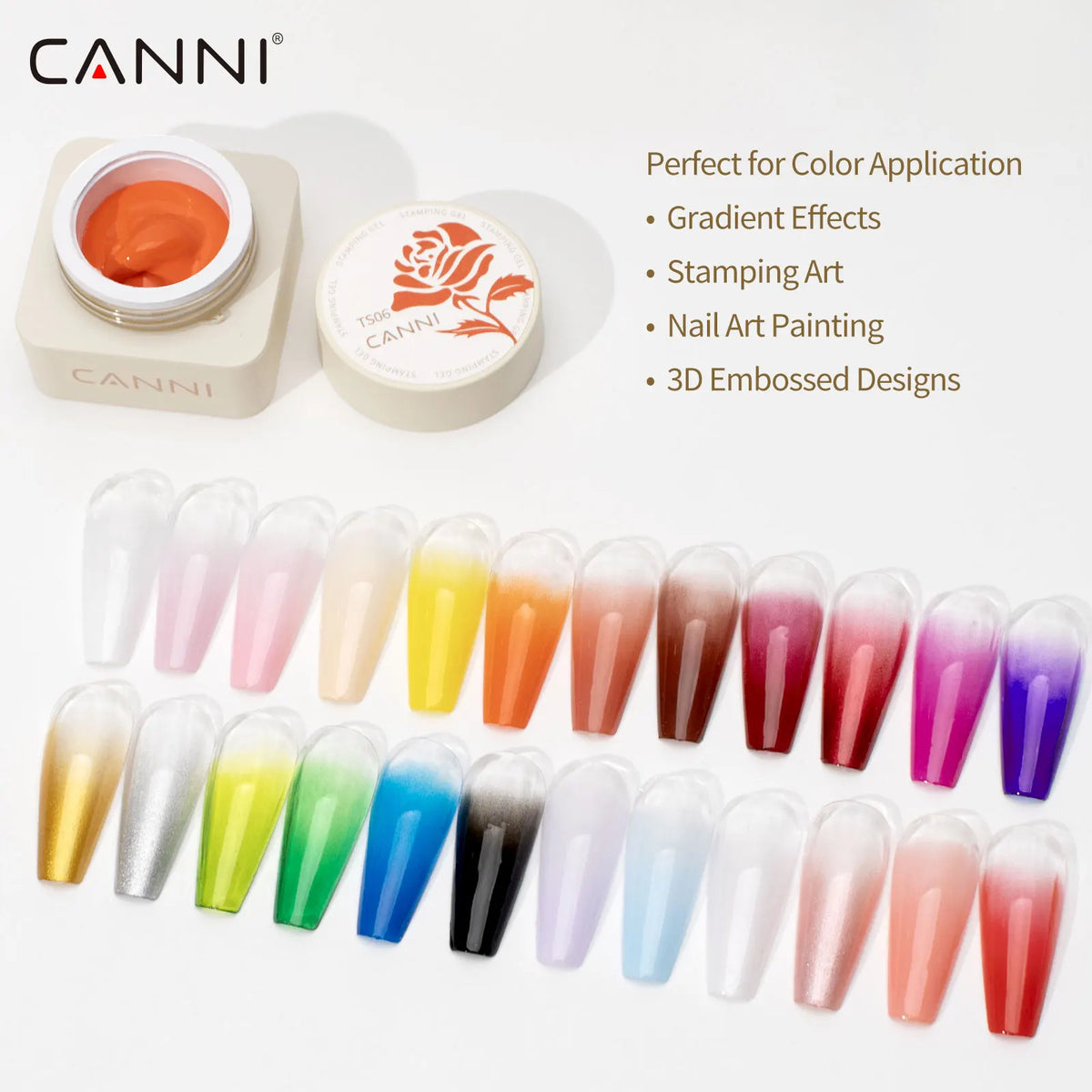 CANNI Stamping Gel Kit Gradient Nail Design Creamy Painting Gel Fast Transfer Nail Drawing Easy Used French Nail New Learner Set