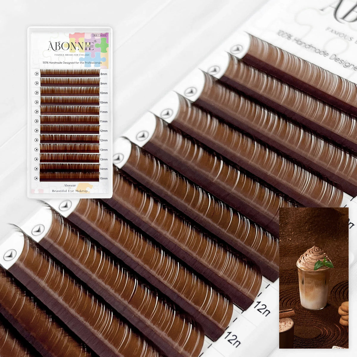 Abonnie L M Curl Brown Classic Individual Eyelashes Russian Volume Lashes