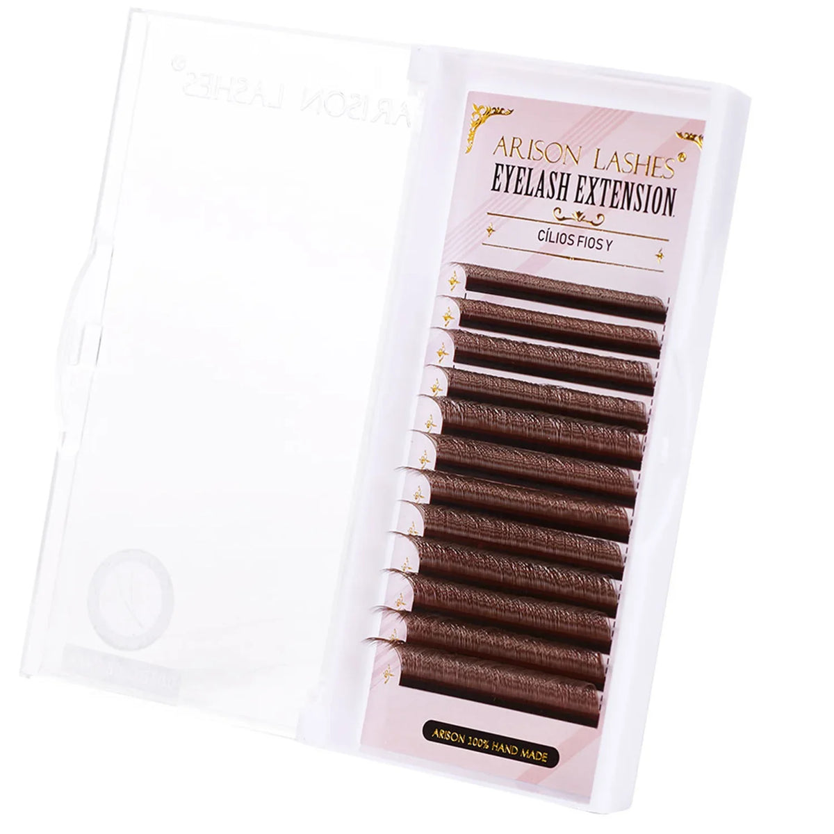 ARISON Brown 2D YY Lashes Double Tips Eyelashes Extension Cilios Y Premade Volume YY Shape EyeLash Grafting Extension Split Tip