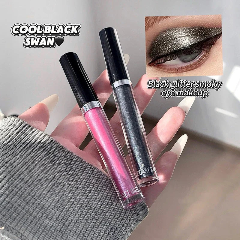 12 Color Liquid Eyeshadow Pearlescent Long-lasting Glitter Eyeliner Waterproof Natural Smokey Silver Shimmer Shadows Eye Makeup