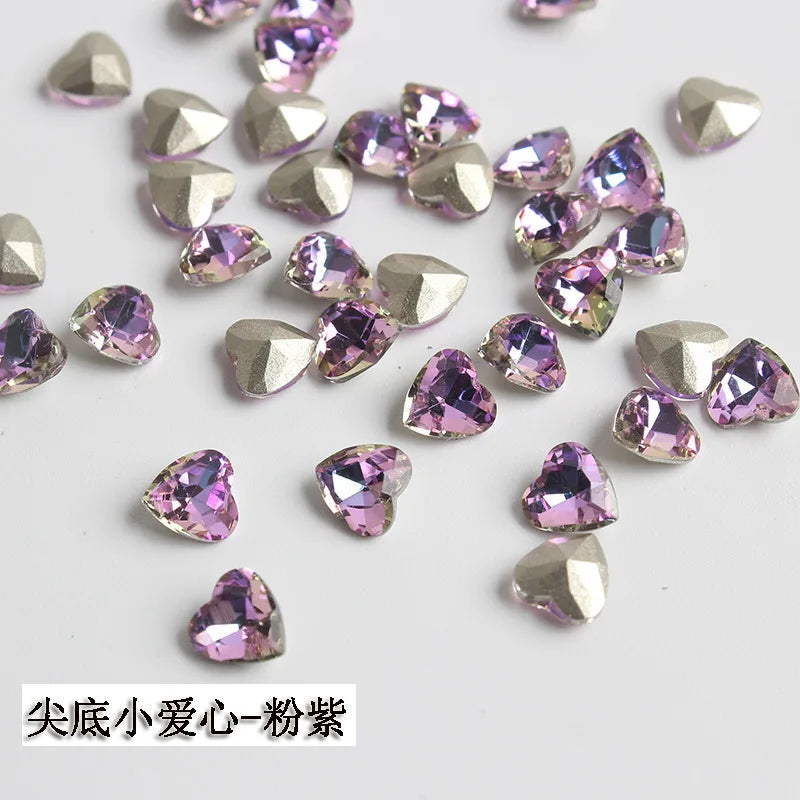 K9 100pcs 6mm Small Heart DIY for phone shell,Nail,Bag,Clothes 3D Diamond Stone Decoration Glitter Manicure Jewelry Accessories
