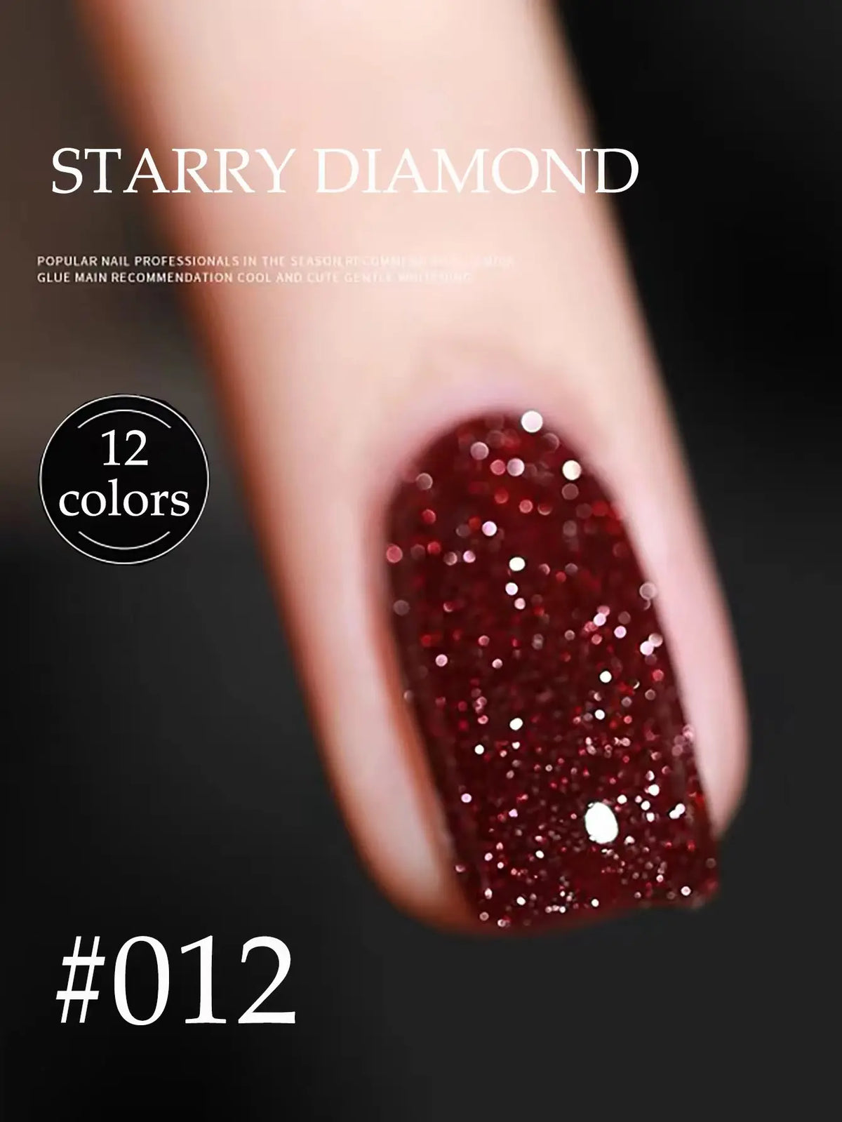 1-12pcs Wine Red Flash Crushed Strobe High Density Diamond Glitter Gel Nail Polish Black Nails Red Nails White Nails