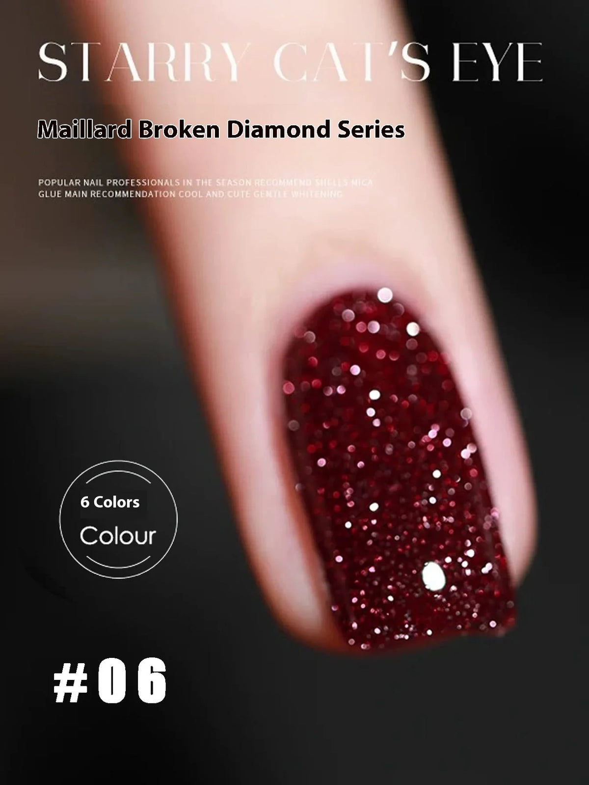 1-12pcs Wine Red Flash Crushed Strobe High Density Diamond Glitter Gel Nail Polish Black Nails Red Nails White Nails