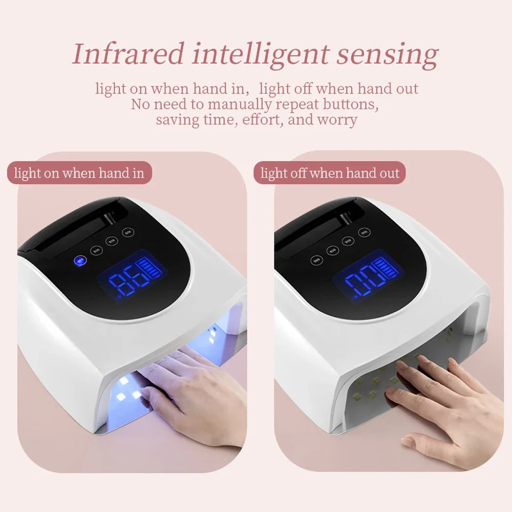 96W Magnetic Removable Bottom Nail Lamp Wireless Gel Polish Dryer Manicure Machine UV LED Light for Nail Portable Nail Lamp