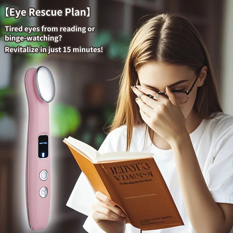 Eye Massager Wand for Dark Circles & Puffiness-Facial Beauty Device with Hot Compress and Vibration for Skin Care and Relaxation