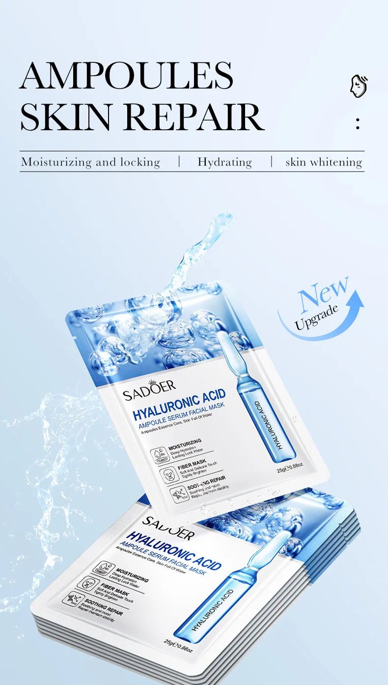 10Pcs Hyaluronic Acid Mask Facial Skin Care Firming Moisturizing Mask Facial Skin Care Products