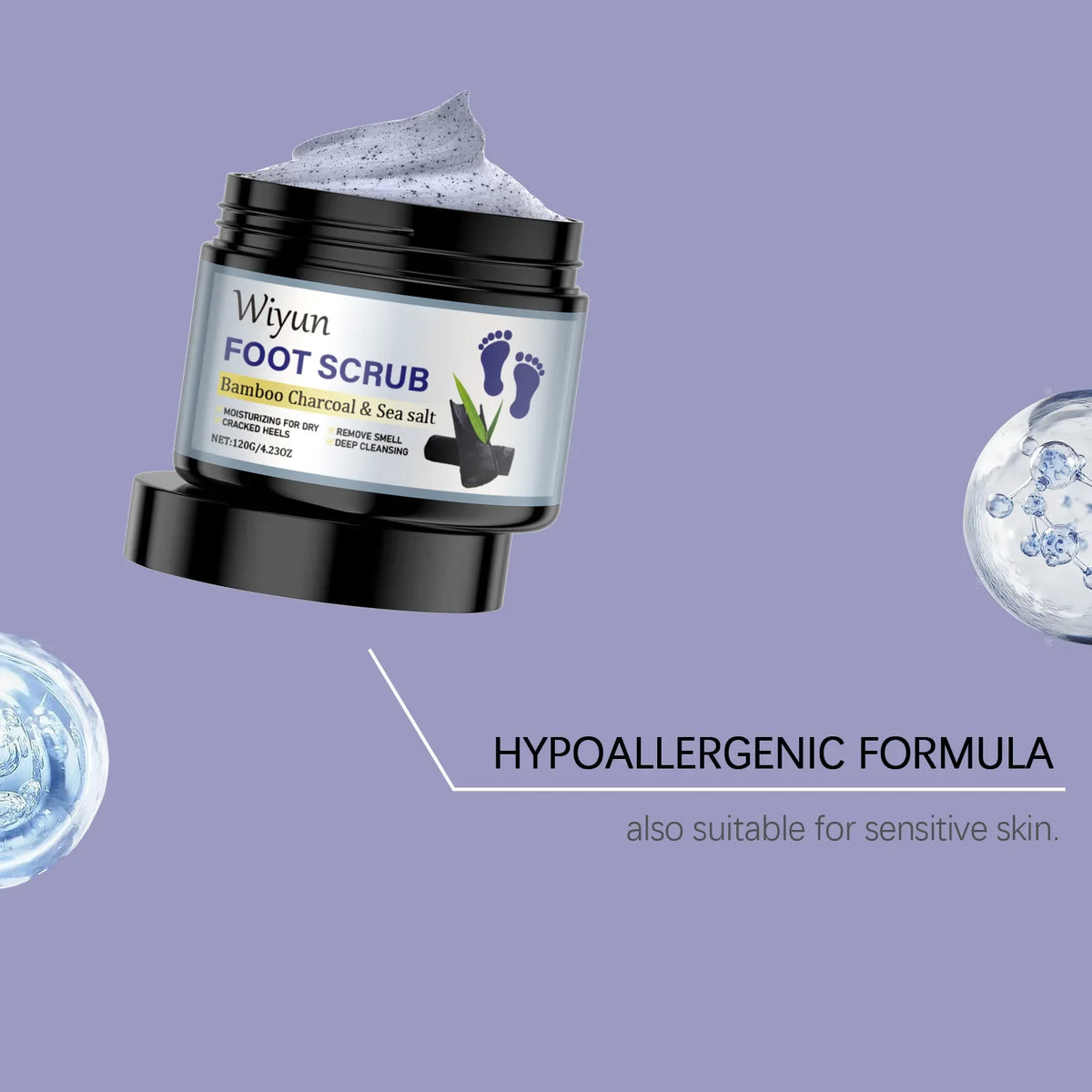 Exfoliating Foot Scrub with Bamboo Charcoal Sea Salt Dead Skin Removal Soften Feet Skin Deep Cleansing Feet Smoothing Care