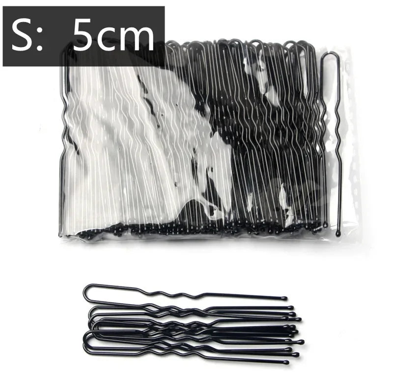 5/6/7cm Alloy Bobby Pins Barrettes U Shaped Metal Hair Pins Waved Hair Clips Bridal Hair Pins Hair Styling Tools Black 50Pcs/Bag