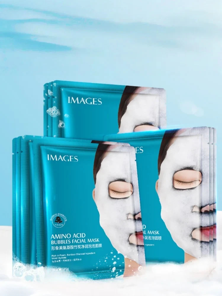 1 Box Contains 4 Pieces, Bamboo Charcoal Bubble Cleansing Mask - Hypoallergenic, Plant-Based Fiber, Deep Moisturizing and Purifying Mask, Suitable for All Light Beige Skin Types, Unisex, Multifunctional Skincare Product