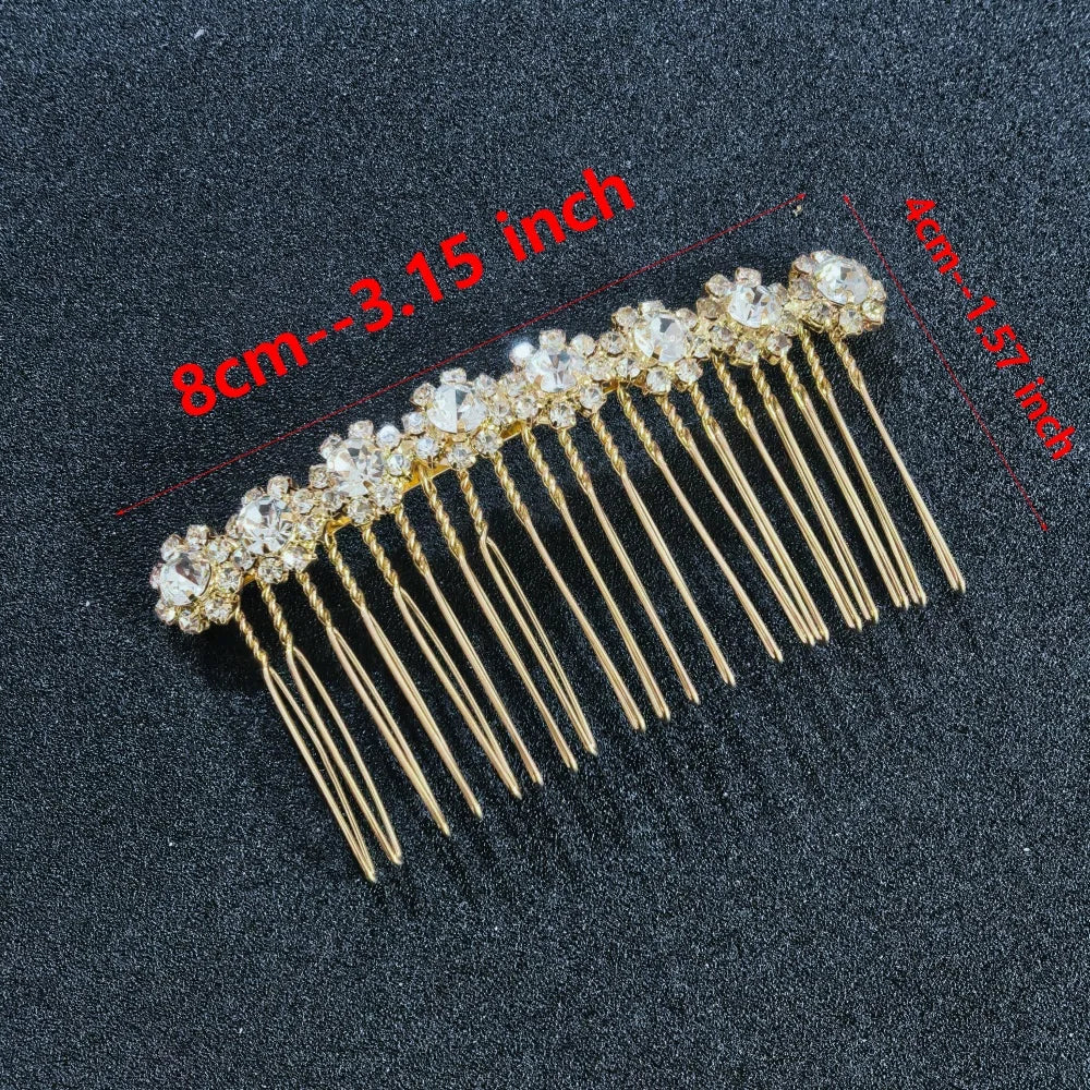 Floral Pearl Rhinestone Hair Comb Elegant Metal Leaf Bridal Hair Clip Pins Wedding Hair Accessory for Bride Updo Hairstyle