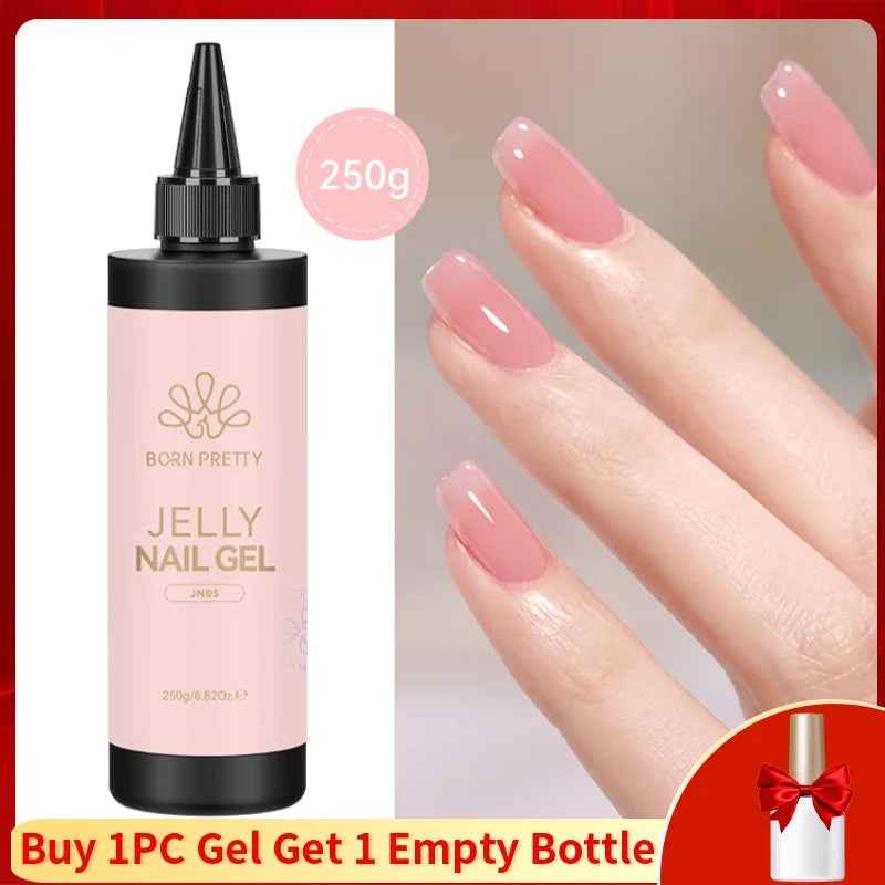 BORN PRETTY 225g Nail Extension Gel Jelly White Pink Clear Gel Nail Polish Quick Extending UV Nail Hard Gels Soak Off Gel Varnis