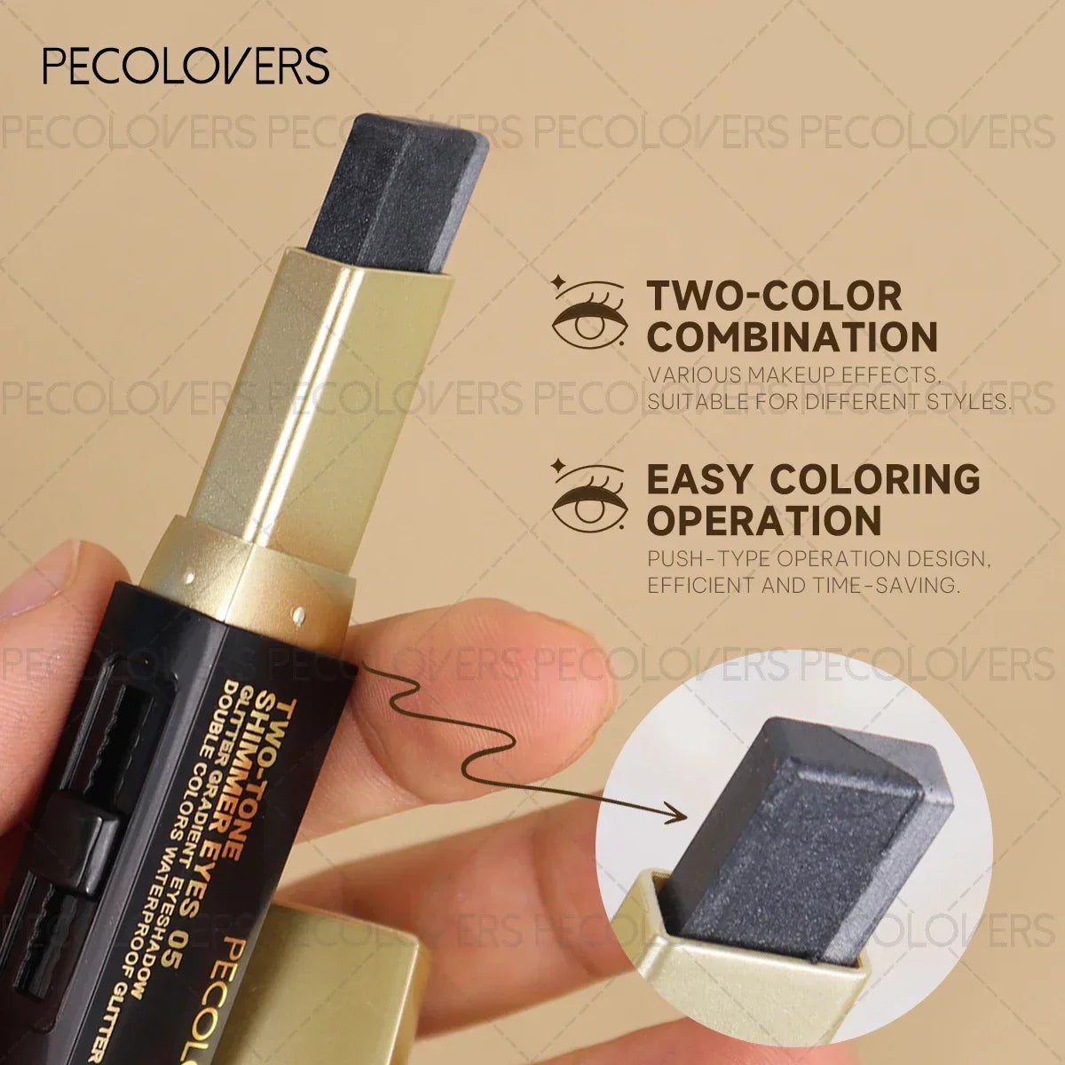 1PC Metallic Shimmer Duo Eyeshadow Stick - Pearlescent Matte, Multiple Color Options, Nude Makeup, Perfect for Christmas Makeup
