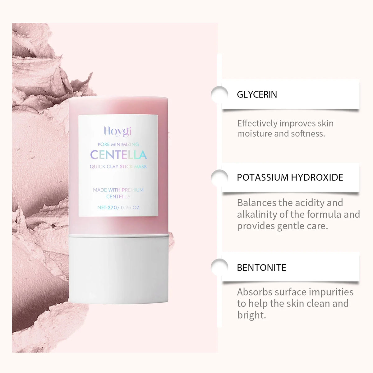 Centella Clay Stick Mask Pore Minimizing Bentonite Deep Cleansing Purifying Mud Mask Stick For Oil Control Korean Glowing