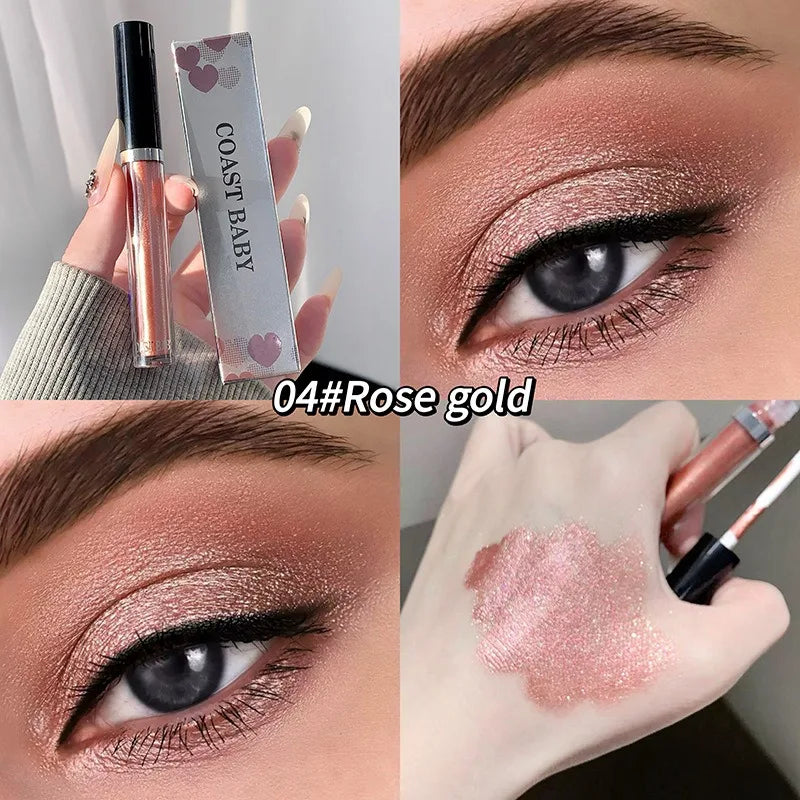 12 Color Liquid Eyeshadow Pearlescent Long-lasting Glitter Eyeliner Waterproof Natural Smokey Silver Shimmer Shadows Eye Makeup