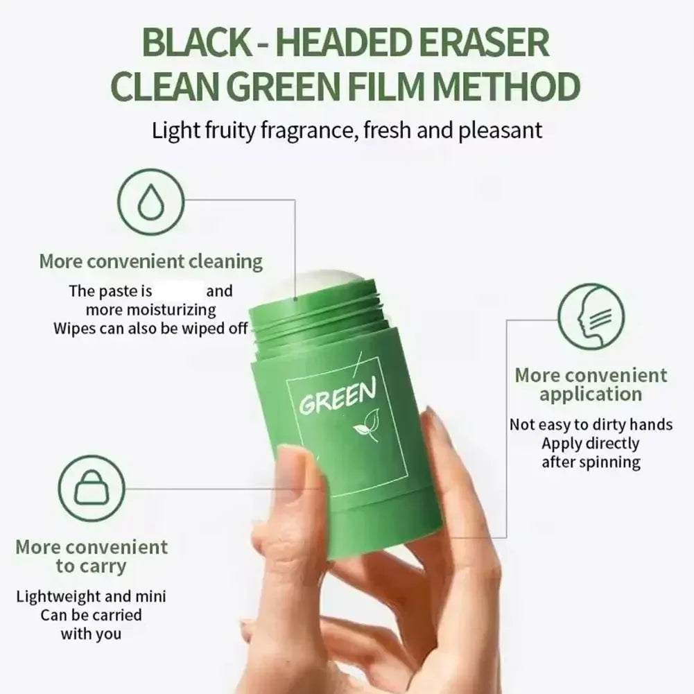 Green Tea Eggplant Solid Mask Deep Cleansing Oil Control Balance Antioxidan Shrink Pores Remove Blackheads Refreshing  Mud Mask