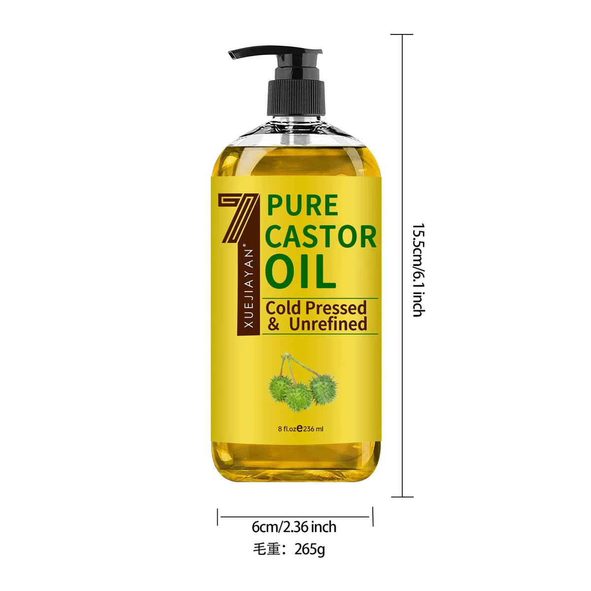 100% Pure And Castor Oil For  Eyelashes Hair Growth, And Eyebrows - Carrier Oil For Essential Oils, Aromatherapy And Massage