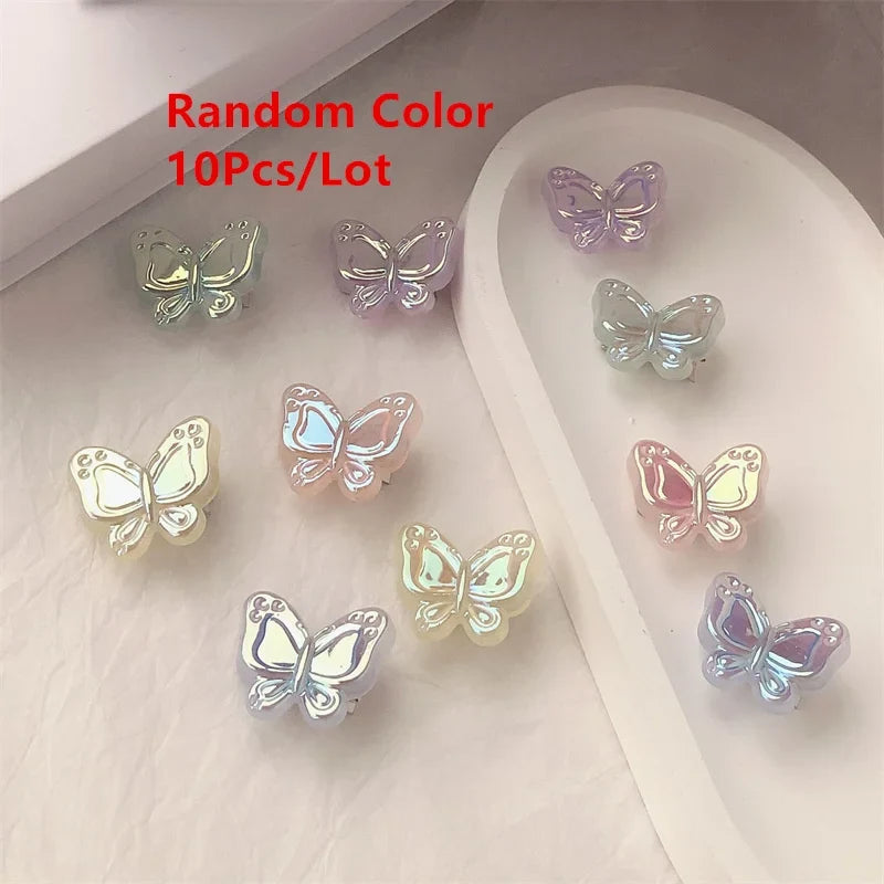 10Pcs/Lot Girls Hair Accessories Colorful Butterfly Hairpin Fairy Side Bangs Front Duckbill Plaited Hair Clip Children Headdress