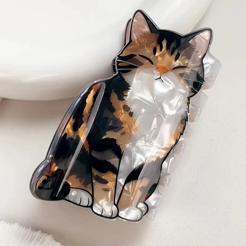 Cat Printed Hair Claw Clip Cute Calico Kitten Strong Hold 1Pc Hair Barrette Fashion Hair Accessories Birthday Gift For Cat Lover
