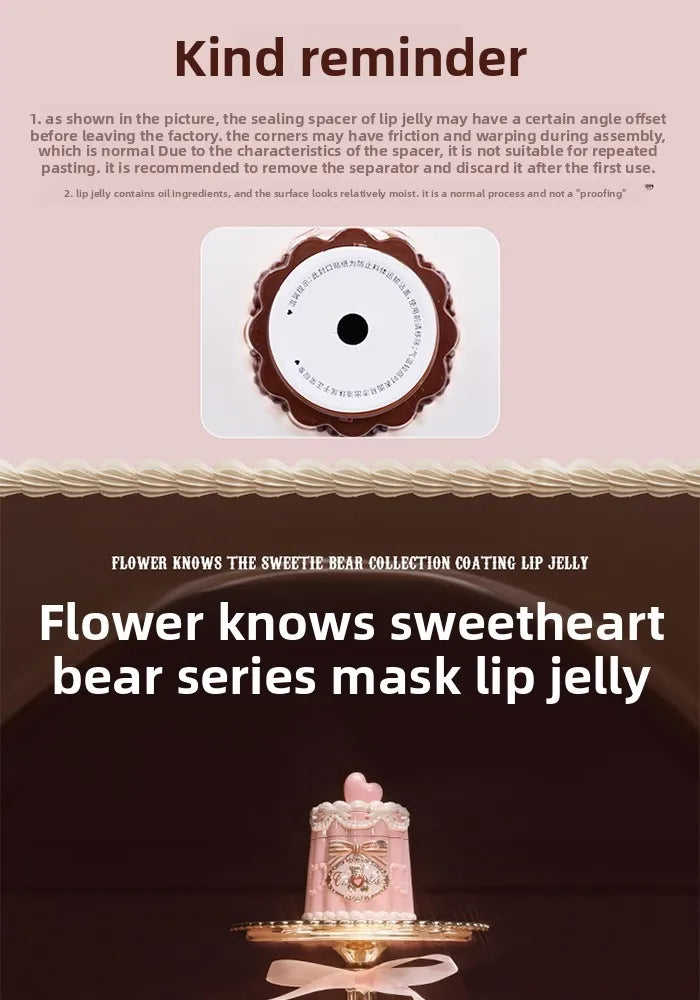 Flowerknows THE SWEETIE BEAR COLLECTION Coating Lip Jelly SOFT Lip gloss,Hydrating Gloss,Moisturizing Tint,Shine & Glow Finish