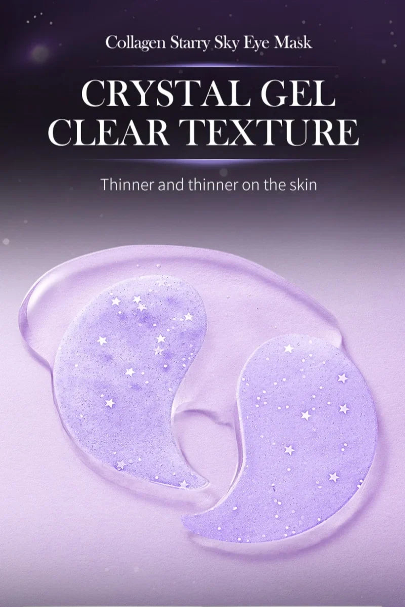 60 Pieces/Box Grape Seed Collagen Starry Sky Eye Mask, Contains Grape Seed and Collagen Gel Eye Mask, Suitable for All Light Beige Skin Types, Hypoallergenic, Alcohol-Free, Non-Irritating, Improves Dry Skin Around the Eyes, P