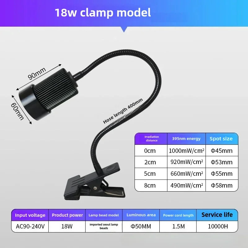 600W 395nm 405nm Ultra High Intensity UV Curing Lamp Shadowless Glue Drying UV Light  Glue Resin Ink Paint LCD Screen Curing