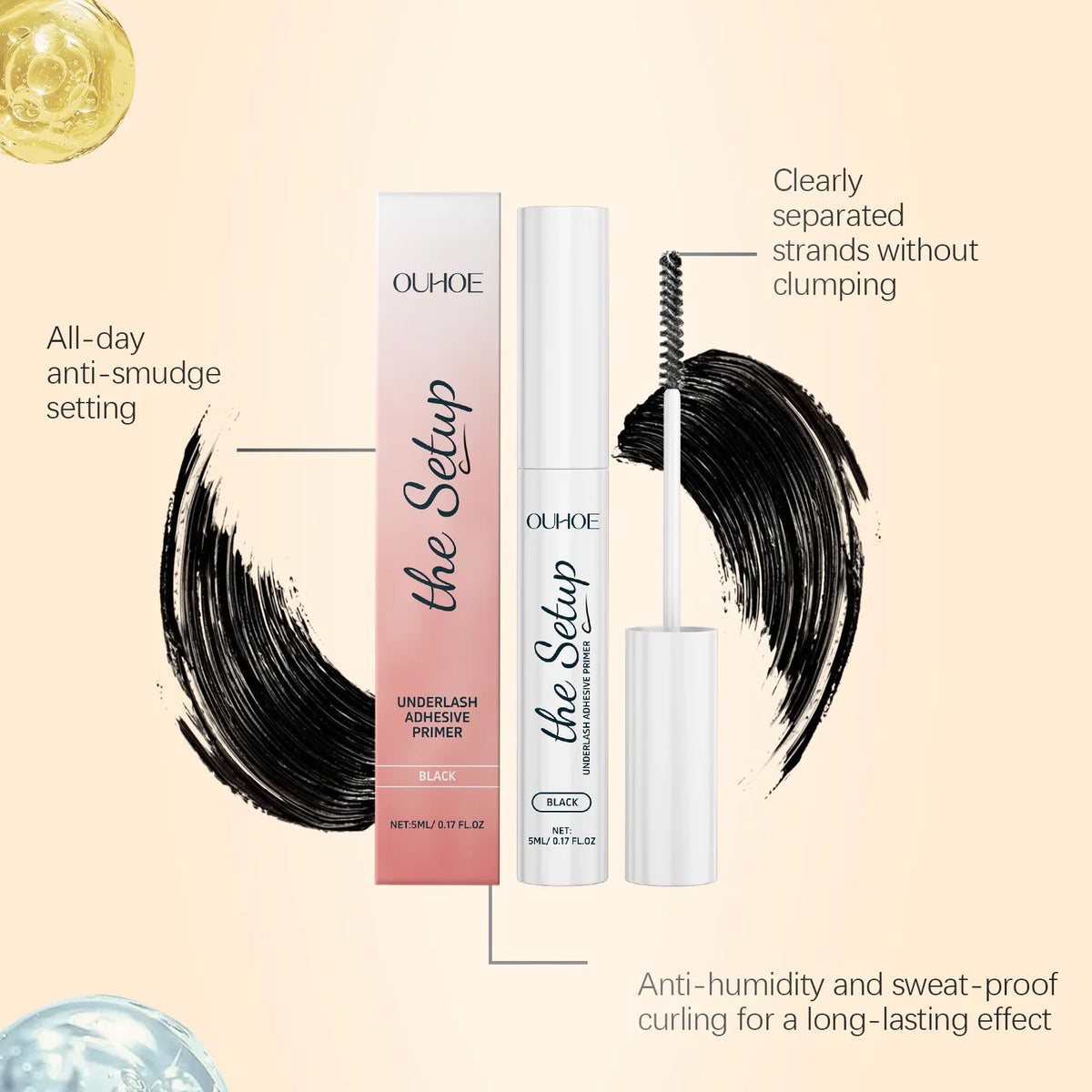 Eyelash Primer Waterproof Mascara Base 5ml Volumizing Lengthening Lash Booster Curling Sweatproof Smudge Proof Eye Makeup Shea