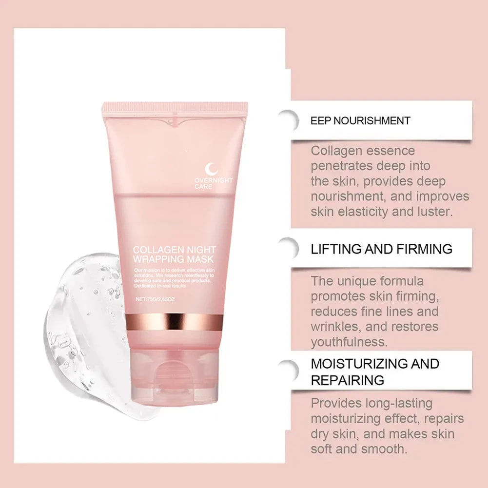 Collagen Peel-off Mask Night Wrapping Facial Mask Deeply Moisturizing Hydrating Firming Skin Facial Mask Daily Face Skin Care