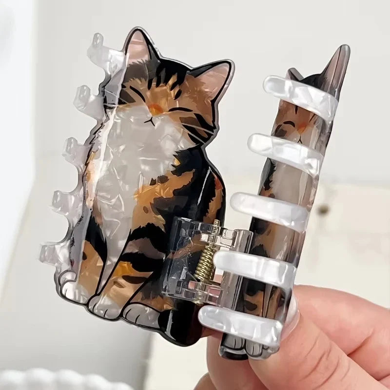 Cat Printed Hair Claw Clip Cute Calico Kitten Strong Hold 1Pc Hair Barrette Fashion Hair Accessories Birthday Gift For Cat Lover