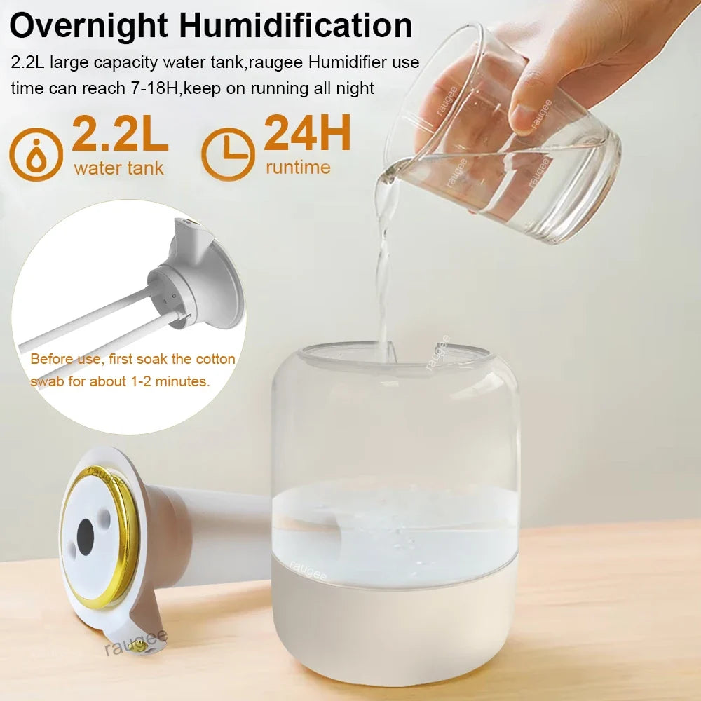 Air Humidifier Large Capacity Home Humidifier Mute Mist Maker Double Spray Usb Humidifier for Room Office with LED Night Light