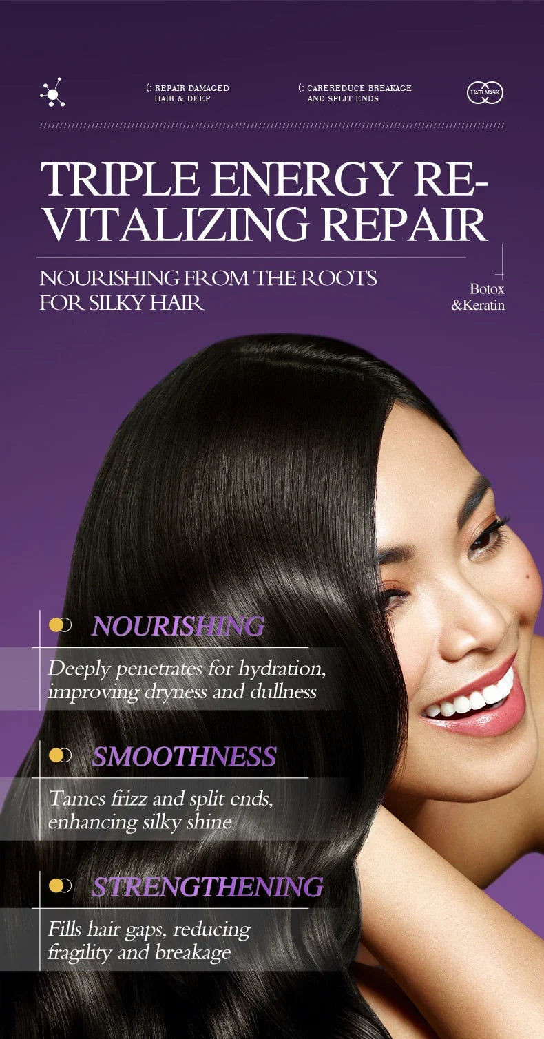 Keratin Hair Mask Magical 5 Second Repair Damage Frizzy Soft Smooth Shiny Hair Deep Moisturize Hair Treat Repair Hair Care Mask