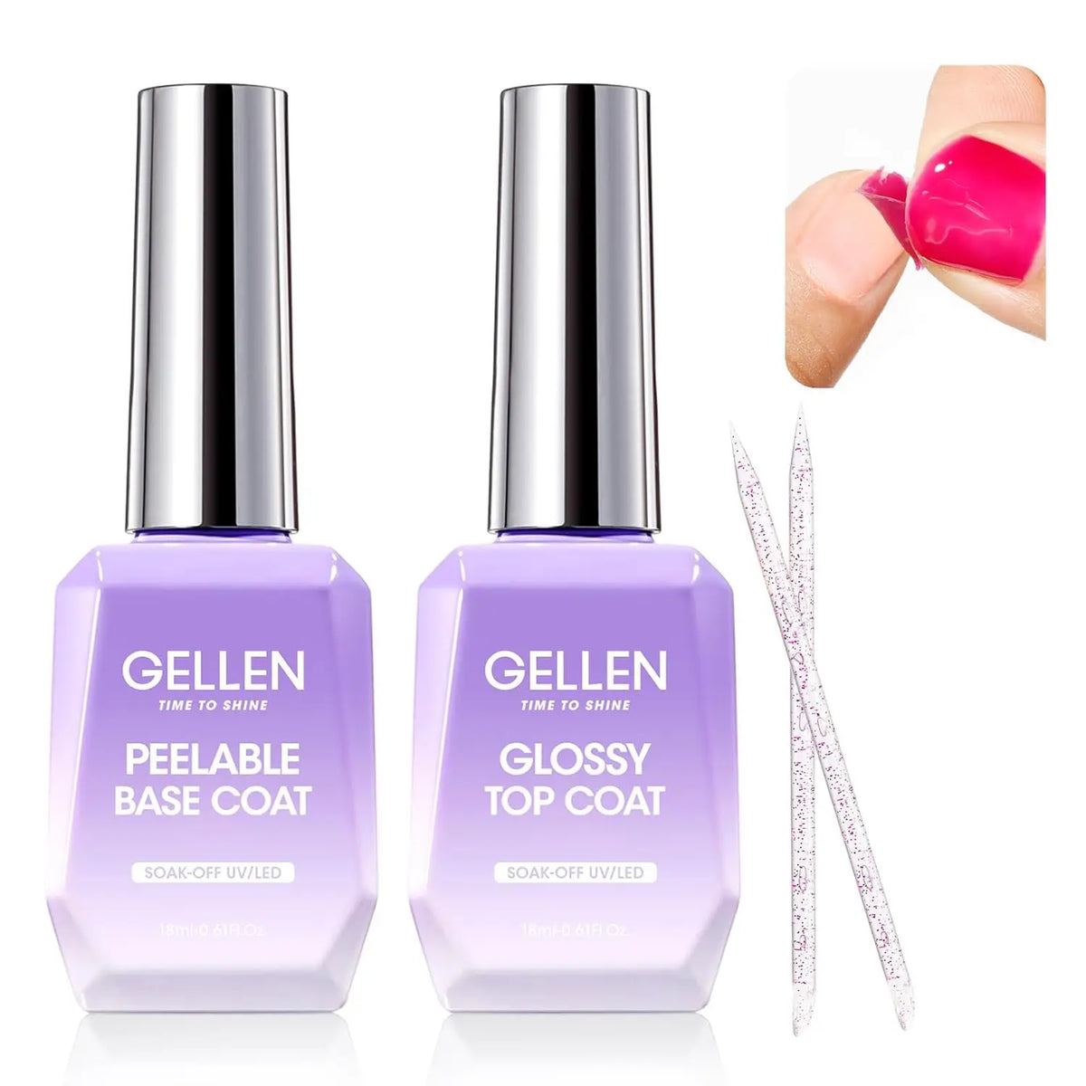 18ml Top Coat Base Coat Gel Set Nail Art No Wipe Soak Off Ultra Glossy Top UV LED Cured Long Lasting Nail Supplies
