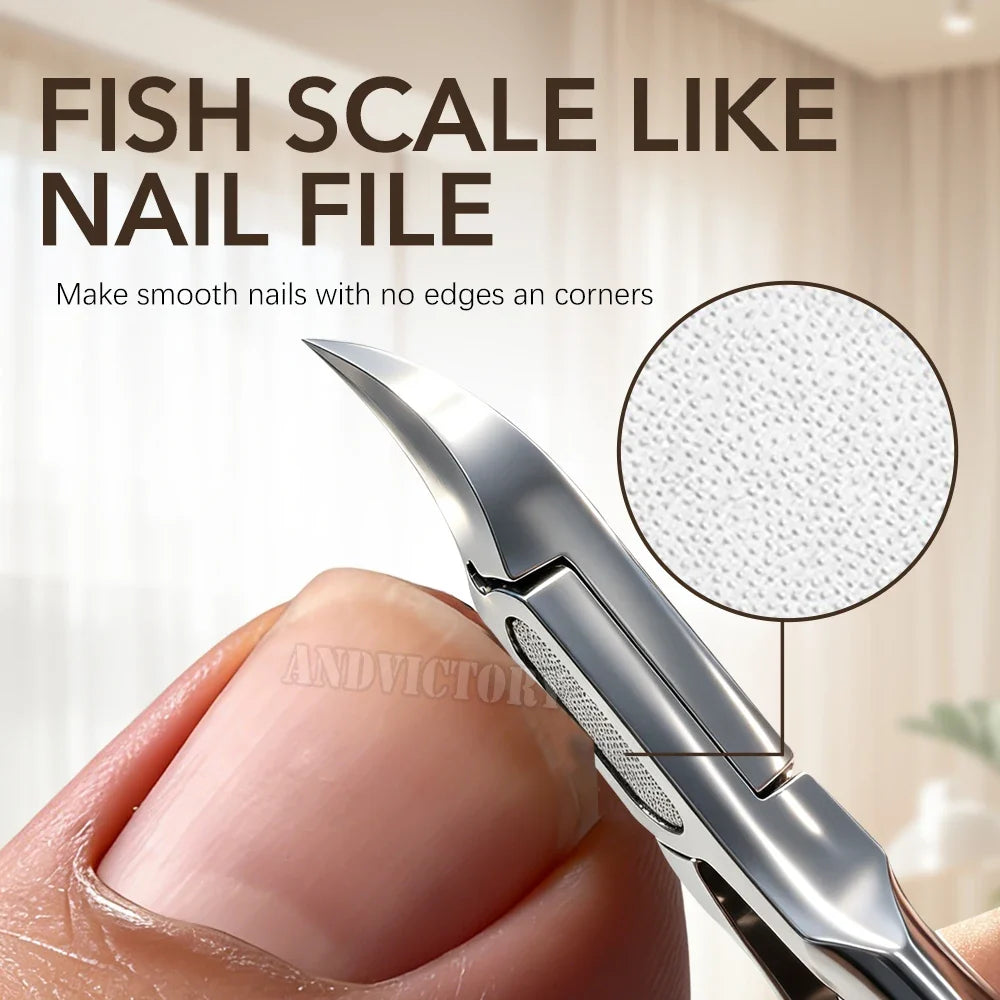 Ingrown Nail Clippers With Nail File Precision Thick Toenail Cutter Ingrown Curly Nails Heavy Duty Stainless Steel Nail Nippers