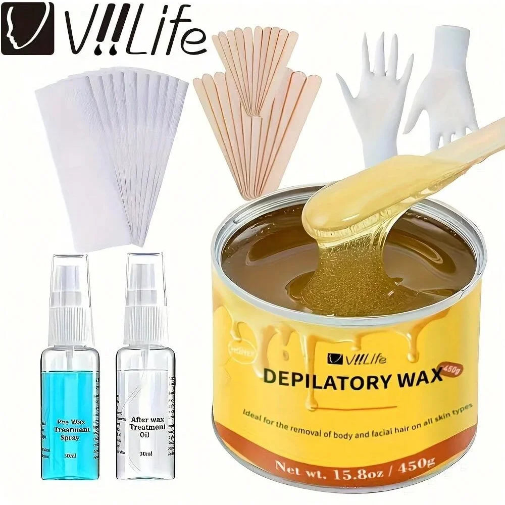 60g Sugar Wax Kit, Eyebrow Waxing Set, Travel & Home Use Sugar Wax Kit for Women's Eyebrows, Face and Upper Lip Hair Removal