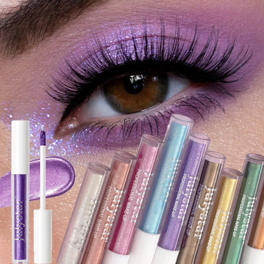 10 Colors Waterproof Liquid Eyeshadow High Shine Long-Lasting Sparkling Eye Shadow Metallic Pink Purple Party Stage Eyes Makeup