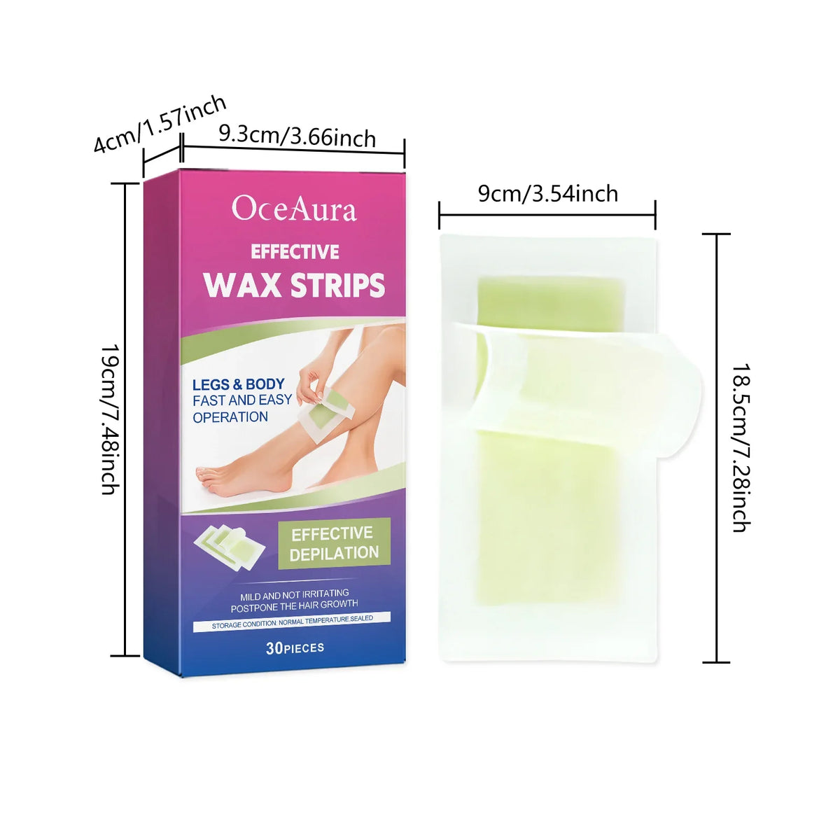 Hair Removal Wax Strip Professional Depilatory Cold Wax Strip Long Lasting Smooth Effective Gentle Body Facial Depilatory