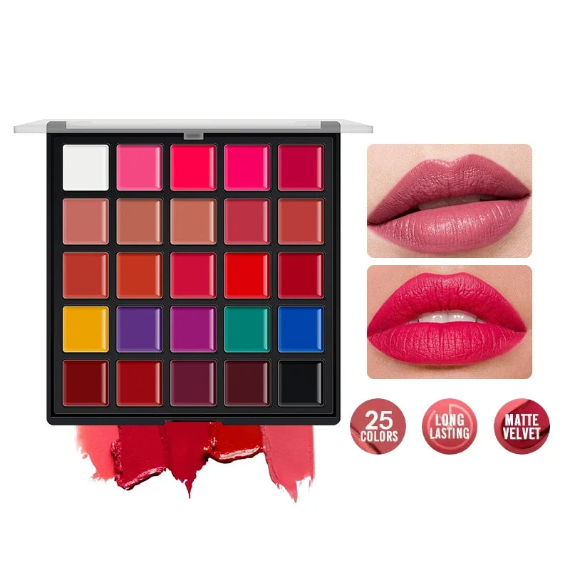 25-Color Velvet Matte Lipstick – Soft Blurred Finish, Smooth & Creamy, Long-Lasting Pigment, Buildable Coverage, Non-Drying