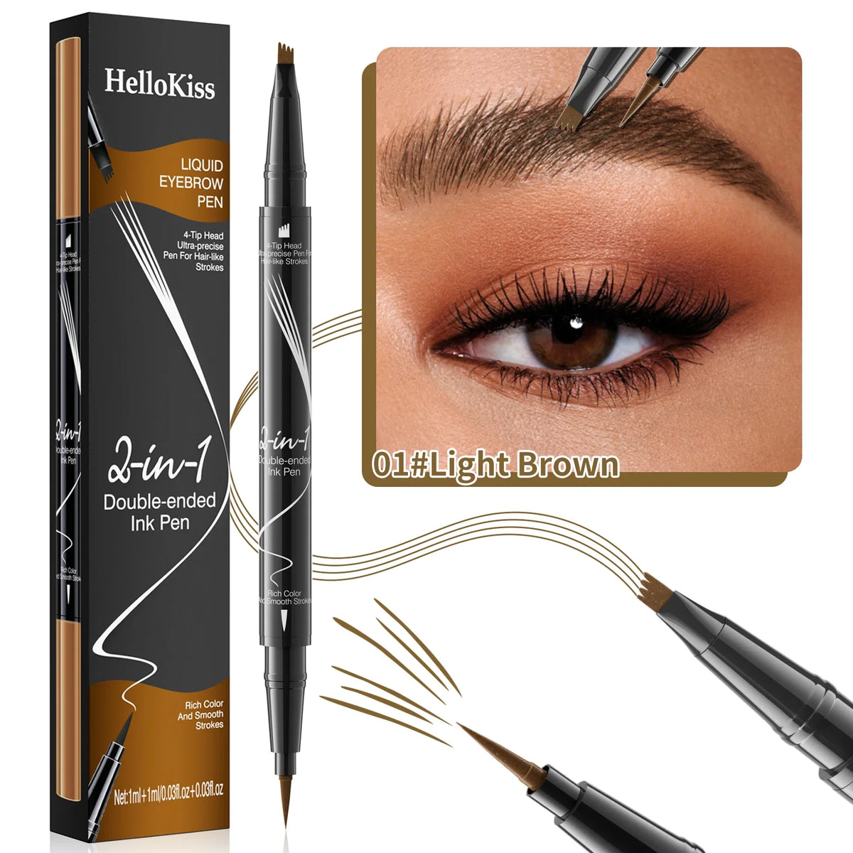 4 Point Eyebrow Pencil Waterproof Liquid Eyebrow Pen Makeup Long Lasting Cosmetic Microblade Brow Pencil