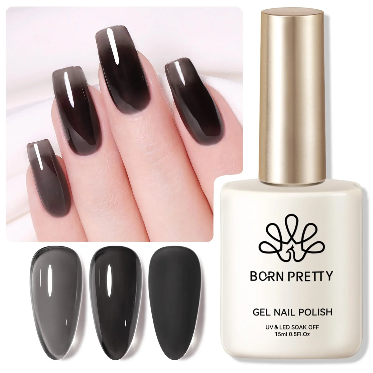 BORN PRETTY 15ml Nail Gel Polish Glitter Gorgeous Full Coverage Soak Off UV LED French Nail Art Jelly Nude Pink Varnish