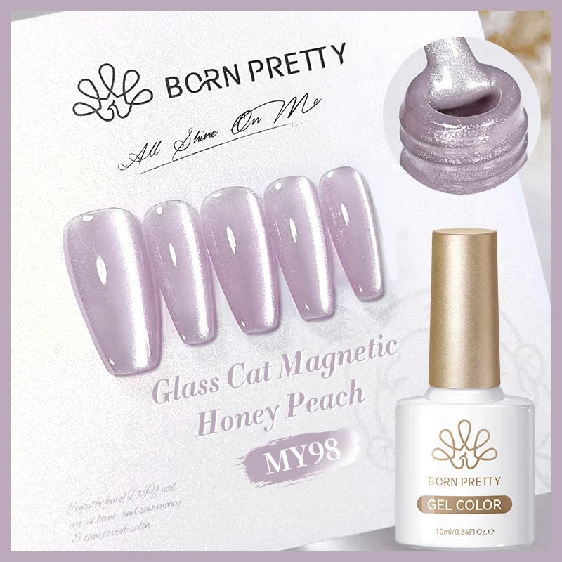 BORN PRETTY Gold Pink Cat Magnetic Gel Polish 10ml Water Light Spaking Glitter  Soak Off UV Semi Permanent Varnish Manicure