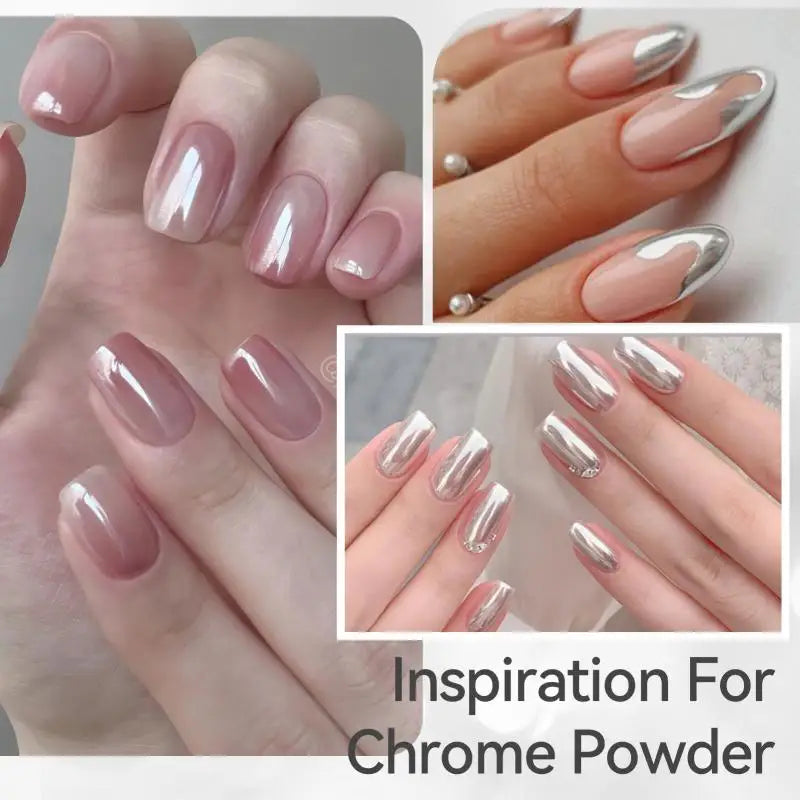 BORN PRETTY 10ML Chrome Base for Powder Nail Powder Superior Mirror Effect Metallic Pigment Gel Nail Art Salon DIY