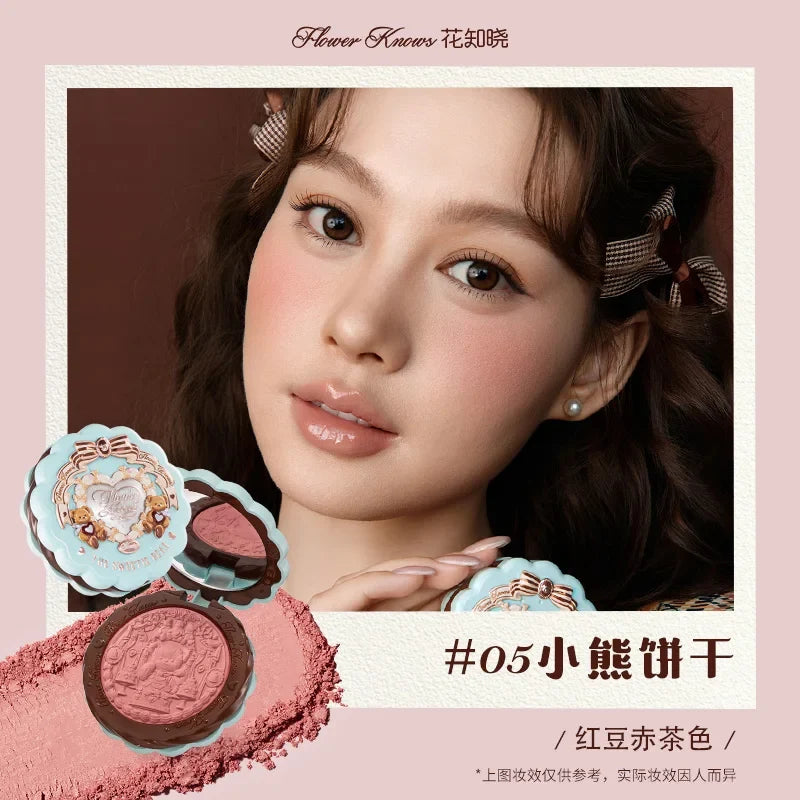 FLOWER KNOWS THE SWEETIE BEAR Blushes Silk Satin Blush Powder For Cheeks Contour Face For A Natural Matte Finish Vegan Makeup