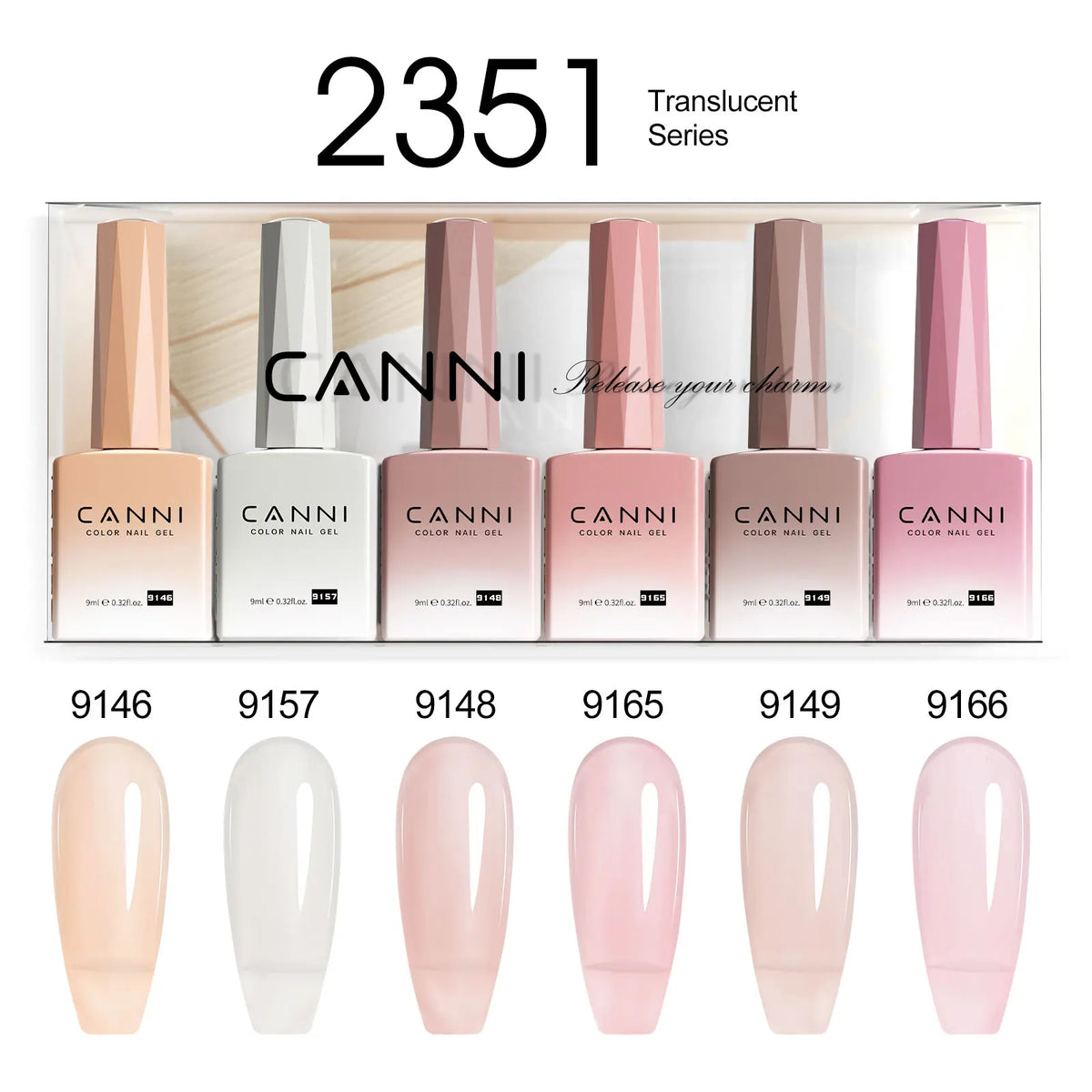 6pcs/kit CANNI Gel Nail Polish TPO FREE Nails Semi Transparent Jelly Pink Collection Soak Off UV LED Gel Diamond Top Coat Set