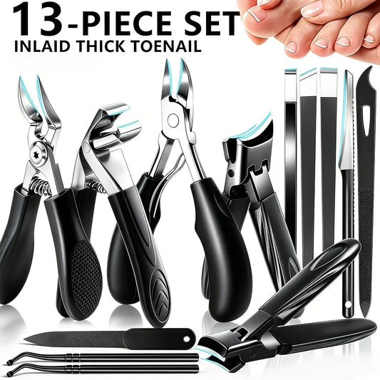 1/13pcs Stainless Steel Heavy-Duty Toenail Clipper Set Suitable for Thick Nails And Ingrown Nails, Nail Clippers, Nail Files