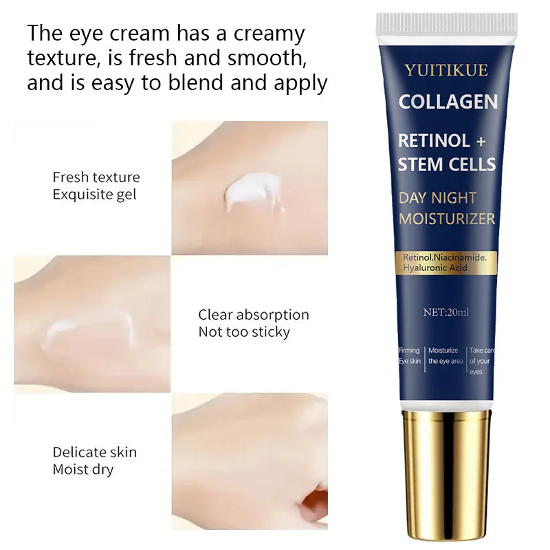 Collagen & Retinol Eye Cream 20ml - Day & Night Moisturizer, Firms & Smooths Eye Area, with Stem Cells & Niacinamide