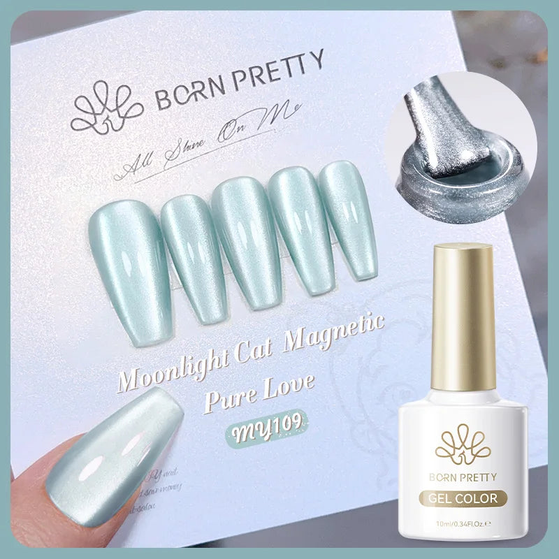 BORN PRETTY Gold Pink Cat Magnetic Gel Polish 10ml Water Light Spaking Glitter  Soak Off UV Semi Permanent Varnish Manicure